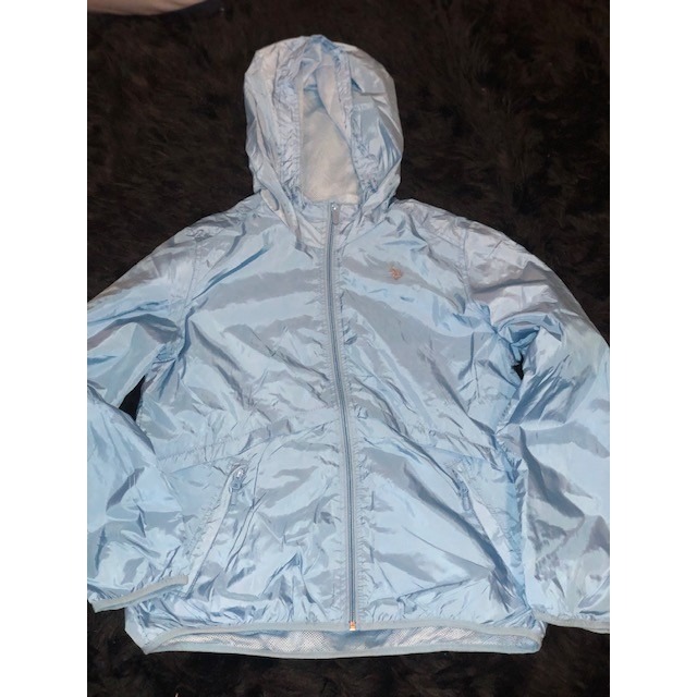 U.S. Polo Assn. Sz L Women's Mesh Windbreaker Jacket Virtual Blue Large